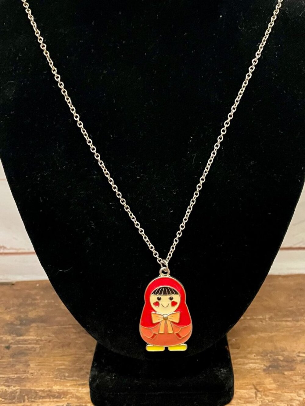 Russian Doll Enamel Nesting Doll Necklace